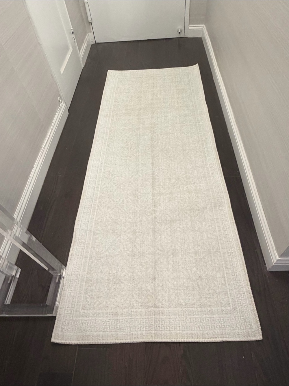 Neutral Cream/Beige Runner Rug by Ruggette 2’7” x 6’6” - NEW! (Washable)